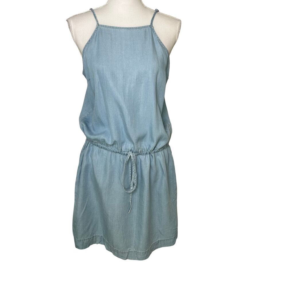 Paige NWT light blue chambray tencel Anjelica sleeveless halter dress size L